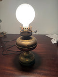 Antique Brass Oil Lamp — Converted to Electric, Fully Rewired